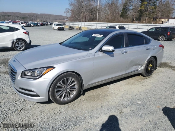 2015 Hyundai Genesis 3.8L with VIN KMHGN4JE1FU052090, listed as a Copart auction lot 46109425 with 70,277 mi miles and Salvage Title. Bid and sale history available at carsss.com. Image 1.