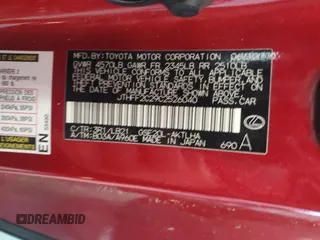2012 Lexus IS 250 C with VIN JTHFF2C29C2526040, listed as a Copart auction lot 71417364 with 153,210 mi miles and Salvage title. Bid and sale history available at DreamBid. Image 12.
