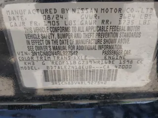 2024 Nissan Versa S with VIN 3N1CN8DV4RL927542, listed as a IAAI auction lot 41895560 with 3,882 mi miles and . Bid and sale history available at DreamBid. Image 9.