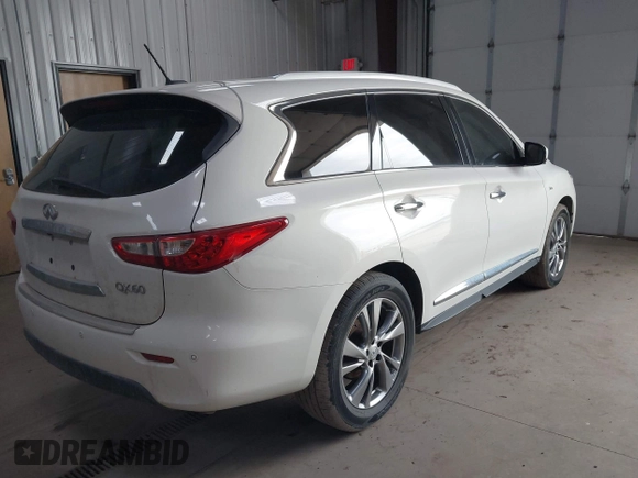 2014 Infiniti QX60 with VIN 5N1AL0MN7EC555322, listed as a IAAI auction lot 42070903 with 125,723 mi miles and . Bid and sale history available at DreamBid. Image 4.