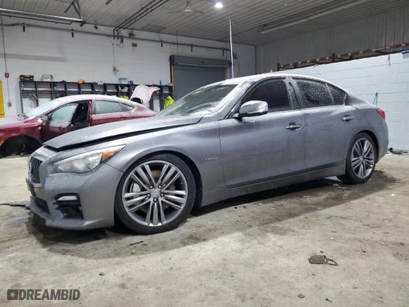 2014 Infiniti Q50 Hybrid Premium with VIN JN1AV7AR9EM701618, listed as a Copart auction lot 88628505 with 118,925 mi miles and Salvage Title. Bid and sale history available at carsss.com. Image 1.