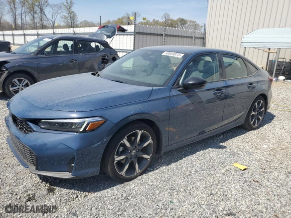 2025 Honda Civic Sedan Hybrid Sport with VIN 2HGFE4F87SH311473, listed as a Copart auction lot 50049975 with 2,230 mi miles and Salvage Title. Bid and sale history available at carsss.com. Image 1.
