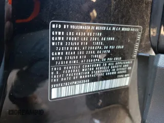 2023 Volkswagen Taos S с VIN 3VVFX7B24PM303949, выставлен на аукционе Copart как лот 77085194 с пробегом 71 125 миль миль и Списание • Salvage title. История ставок и продаж доступна на DreamBid. Изображение 15.