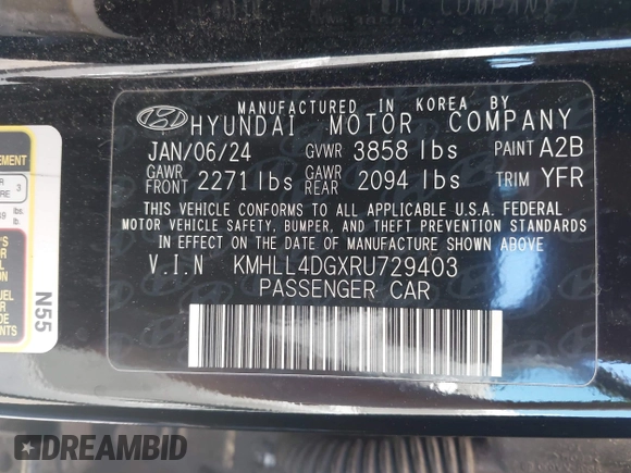 2024 Hyundai Elantra SE with VIN KMHLL4DGXRU729403, listed as a IAAI auction lot 42309484 with 17,252 mi miles and . Bid and sale history available at DreamBid. Image 9.