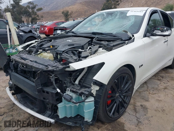 2019 Infiniti Q50 RED SPORT 400 with VIN JN1FV7AP3KM760521, listed as a IAAI auction lot 41469103 with 85,768 mi miles. Bid and sale history available at carsss.com. Image 6.
