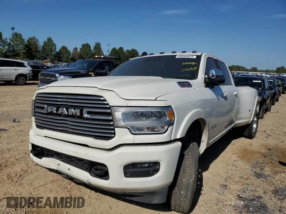 2019 Ram 3500 Laramie with VIN 3C63RRJL7KG676287, listed as a Copart auction lot 74248214 with 104,560 mi miles and Salvage Title. Bid and sale history available at carsss.com. Image 1.