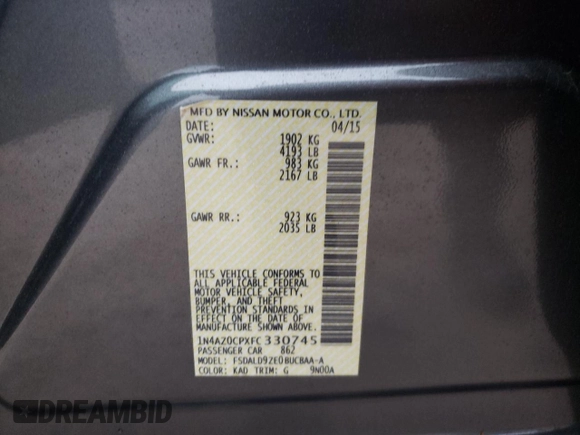 2015 Nissan LEAF SV with VIN 1N4AZ0CPXFC330745, listed as a Copart auction lot 71260442 with 77,152 mi miles. Bid and sale history available at carsss.com. Image 12.