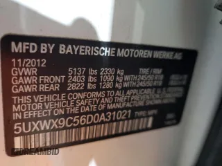 2013 BMW X3 xDrive28i with VIN 5UXWX9C56D0A31021, listed as a Copart auction lot 43621285 with Not Provided miles and Salvage Title. Bid and sale history available at DreamBid. Image 13.