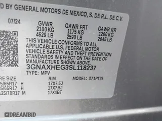 2025 Chevrolet Equinox FWD LT with VIN 3GNAXHEG3SL118237, listed as a IAAI auction lot 41530011 with 5,707 mi miles. Bid and sale history available at carsss.com. Image 9.