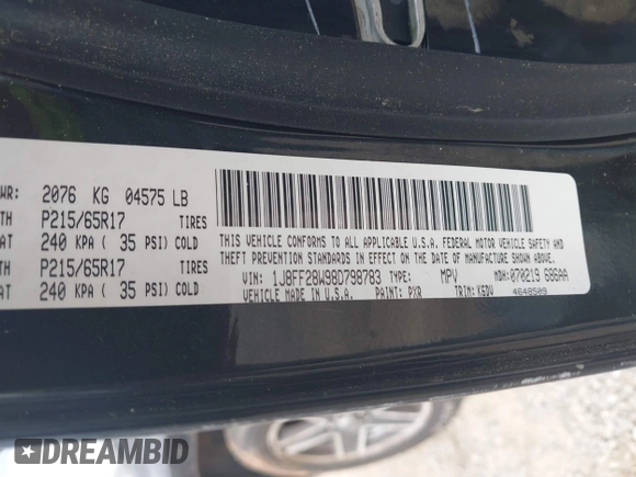 2008 Jeep Patriot Sport z VIN 1J8FF28W98D798783, wystawiony jako IAAI lot #42289785 z przebiegiem 116 453 mil mil oraz . Historia ofert i sprzedaży dostępna na DreamBid. Obrazek 9.