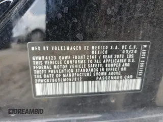 2020 Volkswagen Jetta S z VIN 3VWCB7BU5LM057812, wystawiony jako Copart lot #56272775 z przebiegiem 53 039 mil mil oraz Nie do naprawy • Non repairable. Historia ofert i sprzedaży dostępna na DreamBid. Obrazek 12.