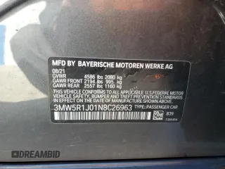 2022 BMW 3 Series 330i with VIN 3MW5R1J01N8C26963, listed as a Copart auction lot 45590415 with 37,441 mi miles and Salvage Title. Bid and sale history available at carsss.com. Image 14.