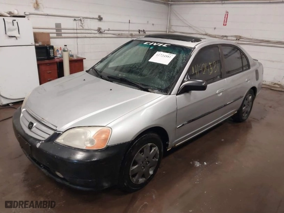 2001 Honda Civic EX with VIN 1HGES26781L007442, listed as a IAAI auction lot 41724581 with 253,736 mi miles. Bid and sale history available at carsss.com. Image 2.