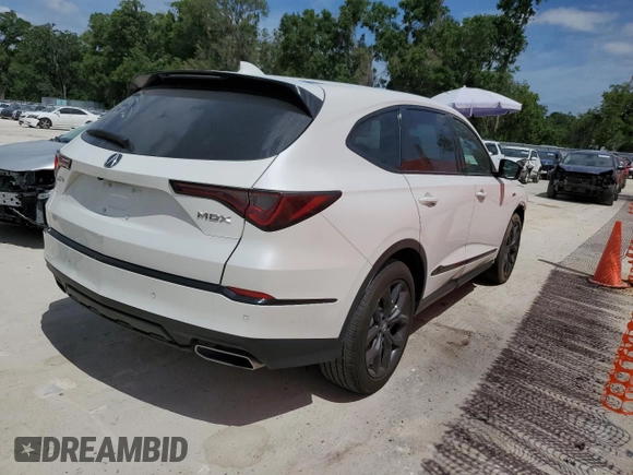 2023 Acura MDX w/A-Spec Package with VIN 5J8YE1H05PL042995, listed as a Copart auction lot 55276985 with 45,893 mi miles and Salvage title. Bid and sale history available at DreamBid. Image 3.