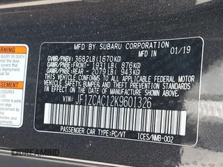 2019 Subaru BRZ Limited with VIN JF1ZCAC12K9601326, listed as a IAAI auction lot 42569456 with 16,535 mi miles and . Bid and sale history available at DreamBid. Image 9.
