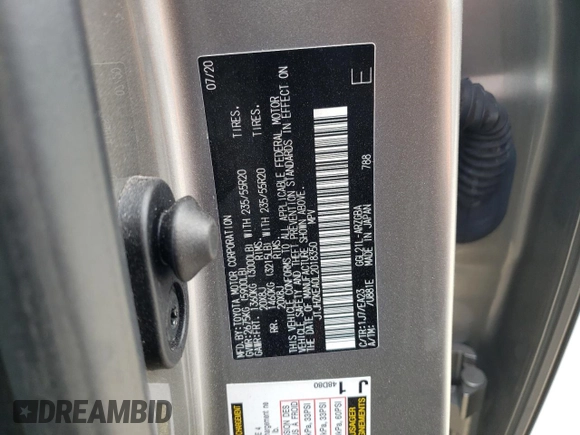 2020 Lexus RX 350L with VIN JTJHZKEA0L2018350, listed as a Copart auction lot 87972245 with 50,475 mi miles and Salvage title. Bid and sale history available at DreamBid. Image 16.