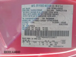 2002 Ford Mustang Standard with VIN 1FAFP40432F223851, listed as a IAAI auction lot 41639783 with 131,758 mi miles. Bid and sale history available at carsss.com. Image 9.