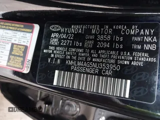 2022 Hyundai Elantra SEL z VIN KMHLM4AG5NU353950, wystawiony jako IAAI lot #42163270 z przebiegiem 30 362 mil mil oraz . Historia ofert i sprzedaży dostępna na DreamBid. Obrazek 9.