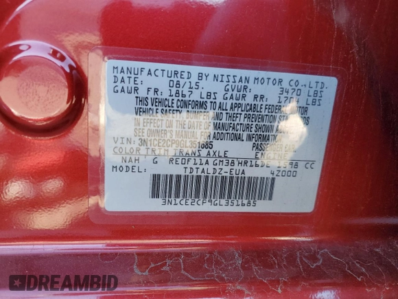2016 Nissan Note S z VIN 3N1CE2CP9GL351685, wystawiony jako Copart lot #45607405 z przebiegiem Nie podano mil oraz Szkoda całkowita • Salvage title. Historia ofert i sprzedaży dostępna na DreamBid. Obrazek 13.
