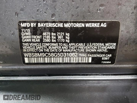 2016 BMW M3 with VIN WBS8M9C58G5D31002, listed as a Copart auction lot 43856904 with 55,300 mi miles. Bid and sale history available at carsss.com. Image 12.