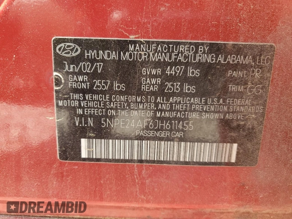 2018 Hyundai Sonata SE z VIN 5NPE24AF6JH611455, wystawiony jako Copart lot #55586265 z przebiegiem 122 448 mil mil oraz Szkoda całkowita • Salvage title. Historia ofert i sprzedaży dostępna na DreamBid. Obrazek 12.