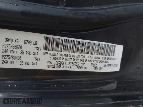 2012 Ram 1500 Express with VIN 1C6RD6FT1CS156855, listed as a IAAI auction lot 42114501 with 134,861 mi miles and . Bid and sale history available at DreamBid. Image 9.