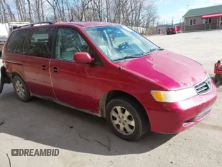 2003 Honda Odyssey EX-L with VIN 5FNRL18923B130410, listed as a IAAI auction lot 41814211 with 209,335 mi miles and . Bid and sale history available at DreamBid. Image 1.
