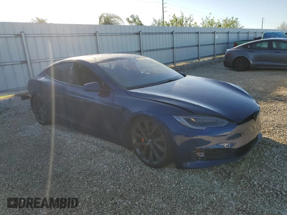 2020 Tesla Model S Performance with VIN 5YJSA1E40LF389106, listed as a Copart auction lot 74157584 with 0 mi miles and Salvage Title. Bid and sale history available at carsss.com. Image 4.