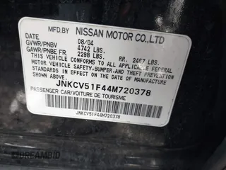 2004 Infiniti G35 w/Leather z VIN JNKCV51F44M720378, wystawiony jako IAAI lot #42245275 z przebiegiem 195 124 mil mil oraz . Historia ofert i sprzedaży dostępna na DreamBid. Obrazek 9.