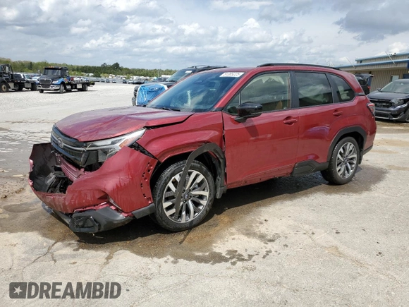 2025 Subaru Forester Touring с VIN JF2SLDTC0SH424412, выставлен на аукционе Copart как лот 51385225 с пробегом 8 405 миль миль и Списание • Salvage title. История ставок и продаж доступна на DreamBid. Изображение 1.
