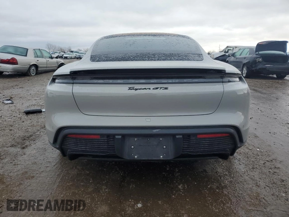 2024 Porsche Taycan GTS with VIN WP0AD2Y15RSA47157, listed as a Copart auction lot 43375725 with 1,555 mi miles and Salvage Title. Bid and sale history available at DreamBid. Image 6.