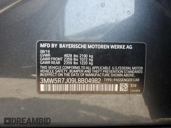 2020 BMW 3 Series 330i xDrive с VIN 3MW5R7J09L8B04982, выставлен на аукционе Copart как лот 59406275 с пробегом 30 754 миль миль и Списание • Salvage title. История ставок и продаж доступна на DreamBid. Изображение 12.