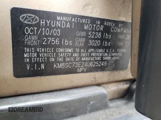 2004 Hyundai Santa Fe GLS with VIN KM8SC73E24U625249, listed as a Copart auction lot 76717254 with 173,092 mi miles and Salvage Title. Bid and sale history available at carsss.com. Image 13.