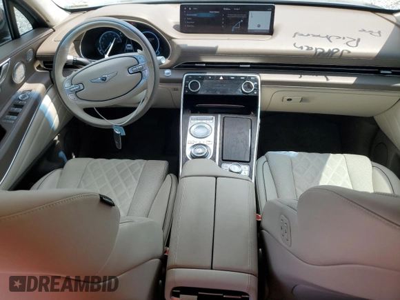 2022 Genesis GV80 with VIN KMUHCESC8NU100536, listed as a Copart auction lot 56201335 with 23,427 mi miles and Salvage title. Bid and sale history available at DreamBid. Image 8.