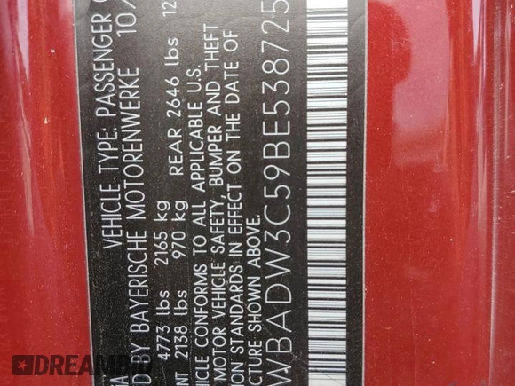 2011 BMW 3 Series 328i with VIN WBADW3C59BE538725, listed as a Copart auction lot 83483004 with 139,443 mi miles and Salvage Title. Bid and sale history available at carsss.com. Image 14.
