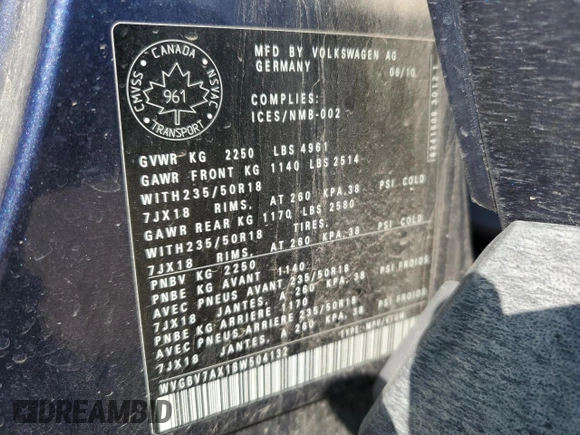 2011 Volkswagen Tiguan SEL with VIN WVGBV7AX1BW504132, listed as a Copart auction lot 64467484 with Not Provided miles and Salvage Title. Bid and sale history available at DreamBid. Image 13.