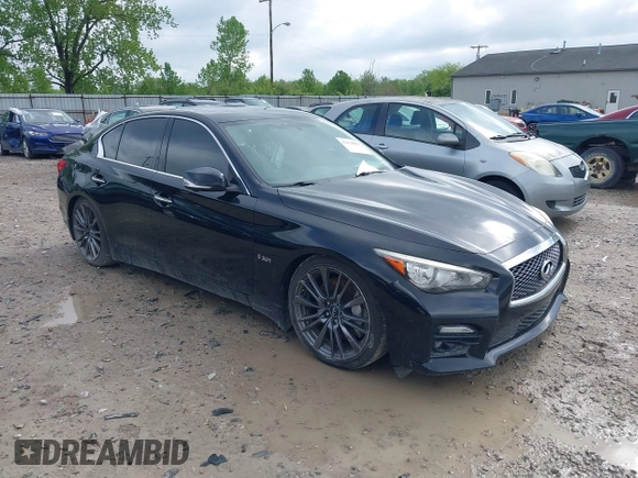 2016 Infiniti Q50 Red Sport 400 with VIN JN1FV7AR9GM450446, listed as a IAAI auction lot 42178095 with 121,981 mi miles and . Bid and sale history available at DreamBid. Image 1.