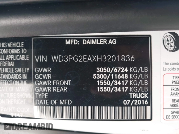 2017 Mercedes-Benz Metris Cargo with VIN WD3PG2EAXH3201836, listed as a IAAI auction lot 41953289 with 131,990 mi miles and . Bid and sale history available at carsss.com. Image 9.
