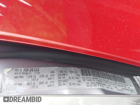 2019 Jeep Compass Latitude with VIN 3C4NJCBB8KT843811, listed as a IAAI auction lot 42442207 with 83,608 mi miles and . Bid and sale history available at DreamBid. Image 9.