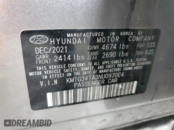 2022 Genesis G70 2.0T z VIN KMTG34TA3NU097004, wystawiony jako Copart lot #45057595 z przebiegiem 39 080 mil mil oraz Szkoda całkowita • Salvage title. Historia ofert i sprzedaży dostępna na DreamBid. Obrazek 13.