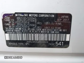 2018 Mitsubishi Outlander ES with VIN JA4AZ3A30JZ012449, listed as a IAAI auction lot 41883552 with 84,453 mi miles and . Bid and sale history available at DreamBid. Image 9.