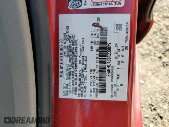 2011 Ford Fusion SEL with VIN 3FAHP0JA3BR230825, listed as a Copart auction lot 55125175 with 97,192 mi miles and Salvage Title. Bid and sale history available at DreamBid. Image 12.