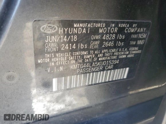 2019 Genesis G70 Advanced with VIN KMTG44LA5KU015394, listed as a Copart auction lot 81923194 with 128,676 mi miles and Salvage Title. Bid and sale history available at DreamBid. Image 12.