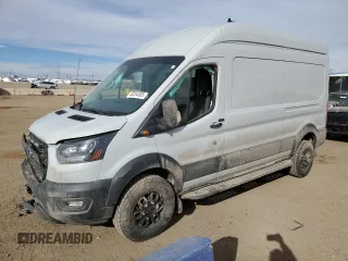 2023 Ford Transit Cargo with VIN 1FTBW2XG9PKB73049, listed as a Copart auction lot 50264605 with 103,021 mi miles and Salvage title. Bid and sale history available at DreamBid. Image 1.