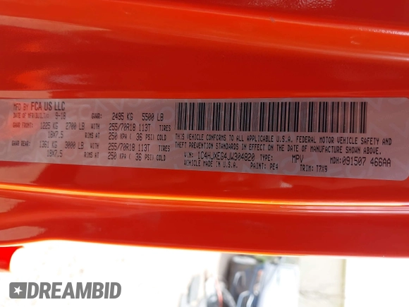 2018 Jeep Wrangler Unlimited Sahara с VIN 1C4HJXEG4JW304820, выставлен на аукционе IAAI как лот 42206997 с пробегом 113 047 миль миль и . История ставок и продаж доступна на DreamBid. Изображение 9.