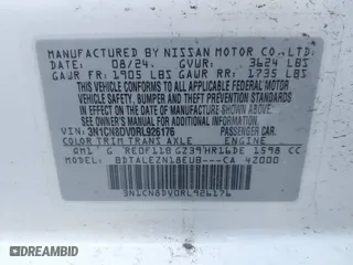 2024 Nissan Versa S with VIN 3N1CN8DV0RL926176, listed as a IAAI auction lot 41672211 with 2,898 mi miles. Bid and sale history available at carsss.com. Image 9.