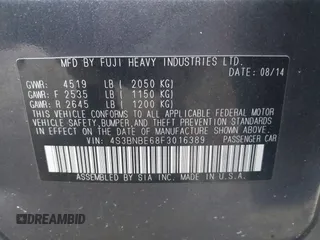 2015 Subaru Legacy Premium with VIN 4S3BNBE68F3016389, listed as a IAAI auction lot 42583160 with 195,118 mi miles and . Bid and sale history available at DreamBid. Image 9.