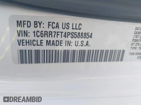 2023 Ram 1500 Tradesman with VIN 1C6RR7FT4PS588854, listed as a IAAI auction lot 42114085 with 24,403 mi miles and . Bid and sale history available at DreamBid. Image 9.