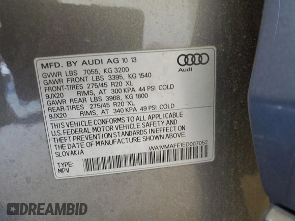 2014 Audi Q7 3.0L TDI Prestige with VIN WA1VMAFE1ED007052, listed as a Copart auction lot 81517594 with 132,133 mi miles and Clean Title. Bid and sale history available at carsss.com. Image 13.