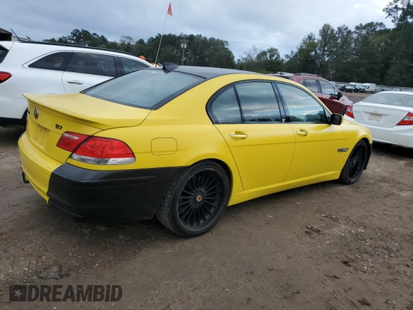 2008 BMW 7 Series 750i with VIN WBAHL83598DT89674, listed as a Copart auction lot 80121224 with 176,601 mi miles and Salvage Title. Bid and sale history available at DreamBid. Image 3.